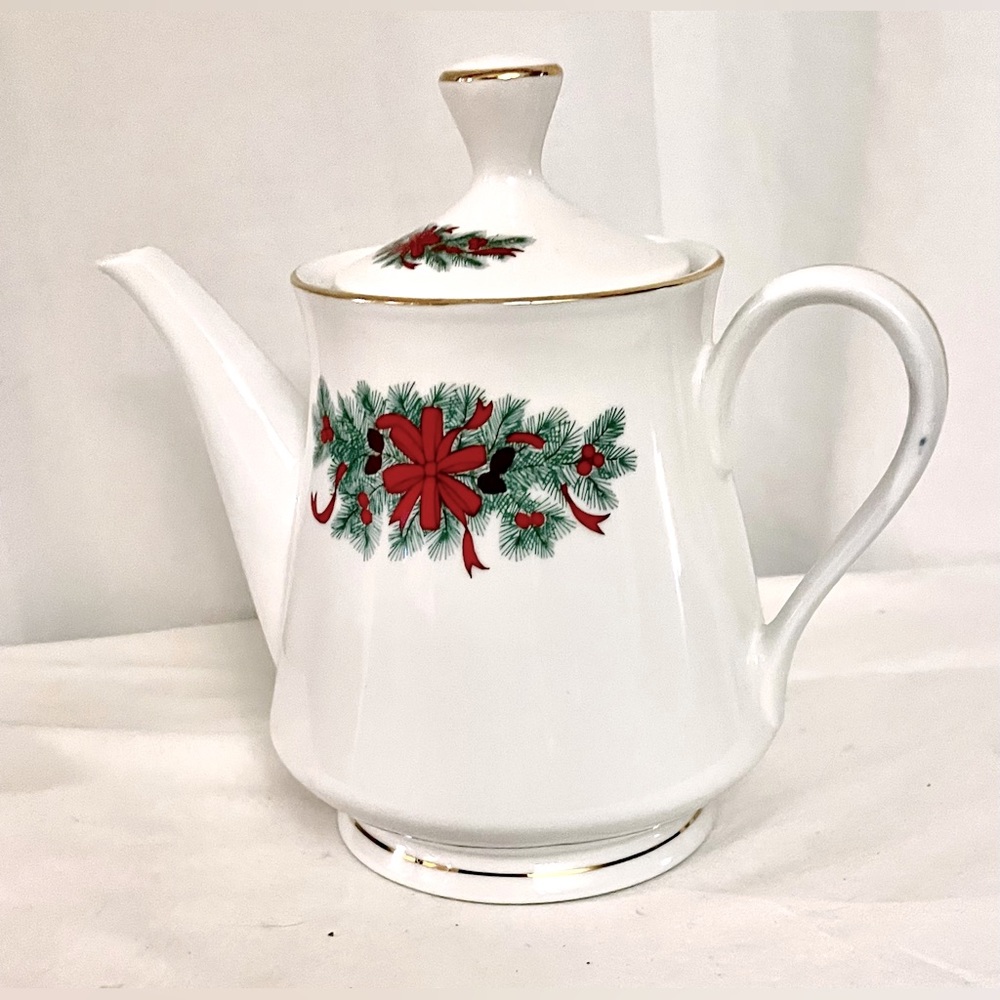 Hand Decorated Holiday Porcelain Tea/Coffee Pot